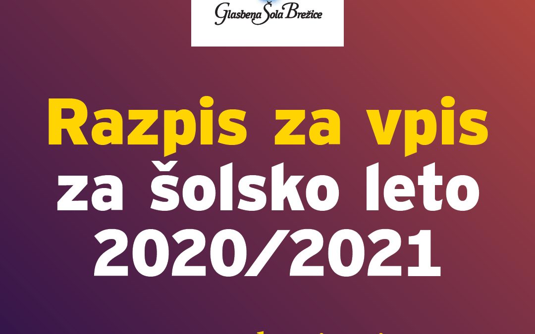 RAZPIS ZA VPIS V GLASBENO ŠOLO BREŽICE ZA ŠOLSKO LETO 2020/2021